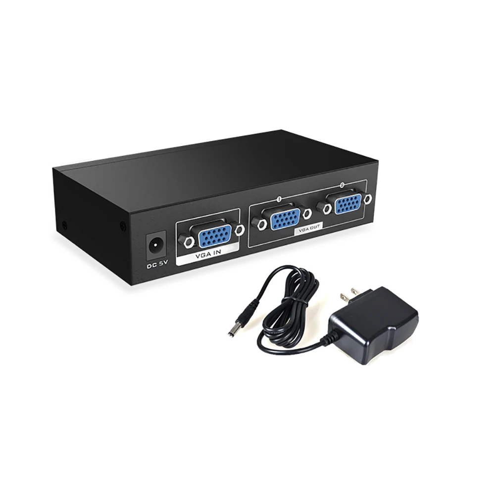 VGA Splitter 1 in 2 Out, Multiple Monitors Share One Computer Support 1920 x 1440 350MHz