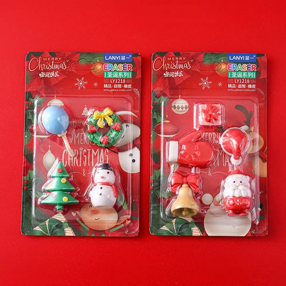 Kawaii Santa Christmas Eraser Snowmen Cartoon Christmas Stationery Christmas Tree Elk Rubber Eraser Student