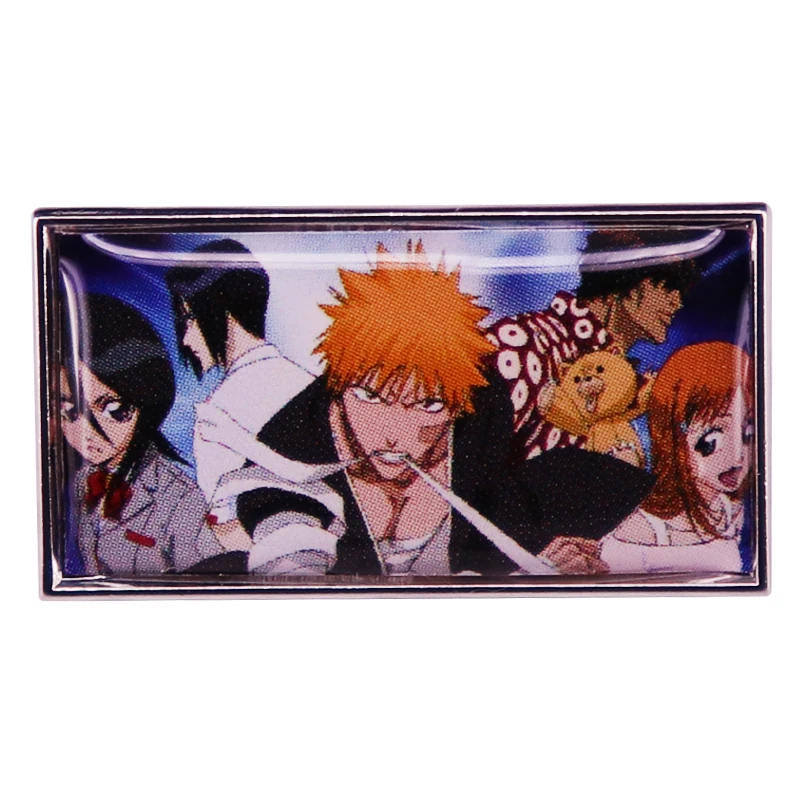 Esmalte de lixívia pino ichigo kurosaki kon emblema mochila decoração jóias otaku presente
