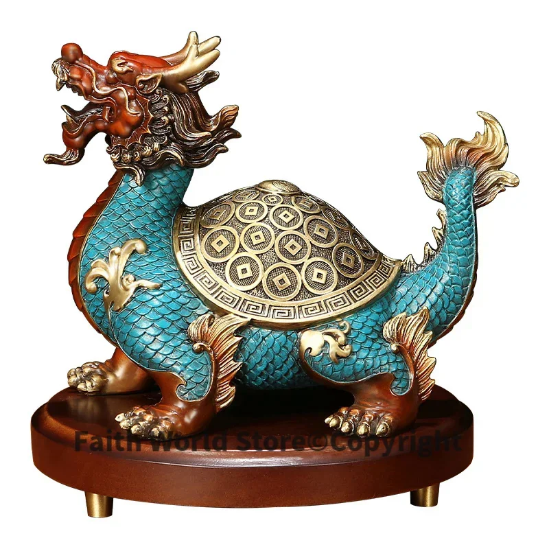 2025 HOME office Town house Efficacious protection Auspicious Wealth dragon turtle FENG SHUI Decoration Bronze Sculpture