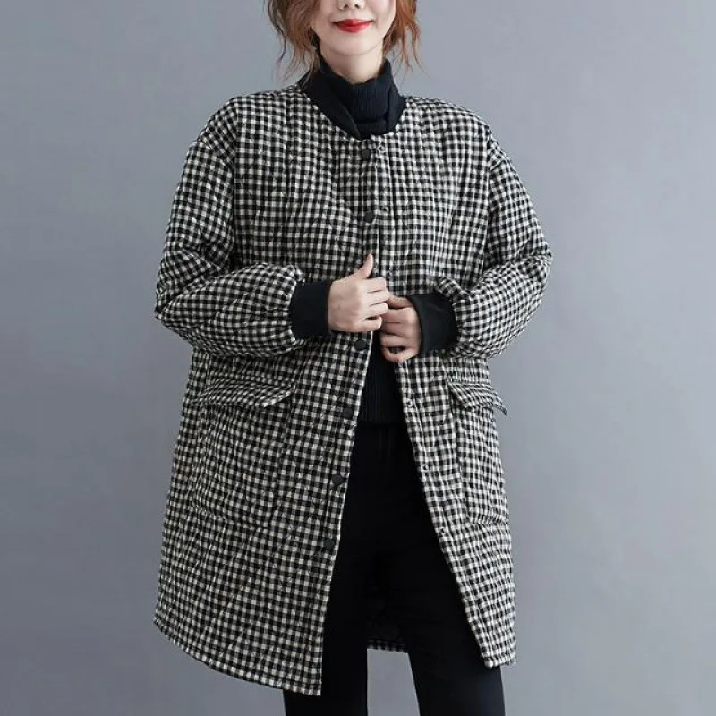 cotton jacket for women in 2023, new loose  cotton jacket, artistic and retro medium length jacket, women's trend winter