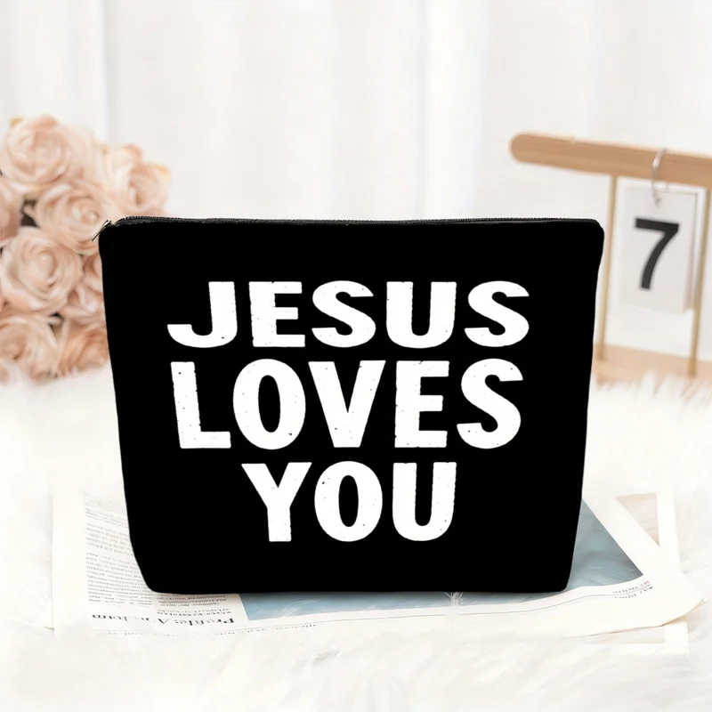 Large Capacity Cosmetic Bag，Love You Print，Women's hand-held storage bag，Easy to Carry，For everyday use and as a gift for friend