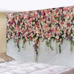 Bedroom Decor Aesthetic Tapestry Spring Flowers Wood Fence Garden Landscape Nature Scenery Wall Hanging Home Room Blanket