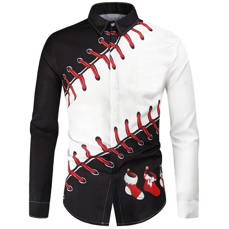 2023 Elk Christmas Snowman New Designer Design Men's Shirt Christmas Top Button Long Sleeve Casual Outdoor Festival S--6xl