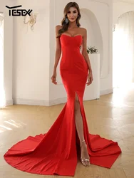 Yesexy New Sexy Women Summer Off Shoulder Evening Party Dress Backless Red Maxi Prom Long Wrapped Chest Dresses Elegant Vestido