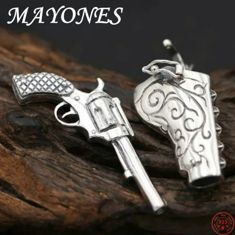 

Mayones s925 sterling silver charms pendants for women men new fashion classic pattern handgun punk jewelry free shipping