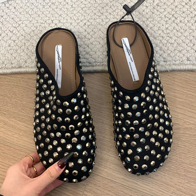 

Slippers Beach Outside Footwear 2024 Slides Women Mules Shoes Fashion Rhinestone Female Outside Ladies Slippers Sandals Shoes