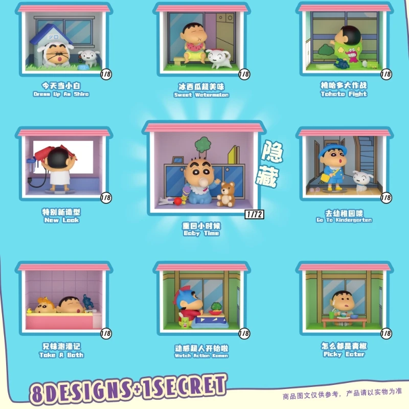 

8pcs/set Anime Crayon Shin-Chan Action Figure Spring Town Home Series Nohara Shinnosuke Figurines Doll Model Kids Toys Fans Gift