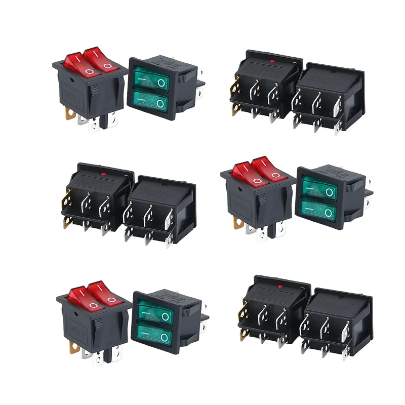 KCD8 6PIN Rocker Switch Power Switch Duplex ON-OFF 2Position 6 Pins With Light 16A 250VAC/ 20A 125VAC