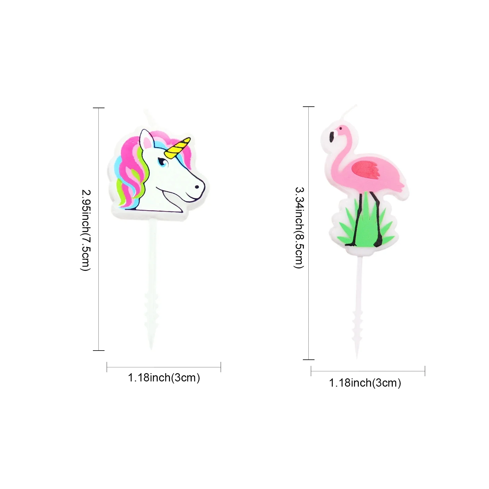 Hot 1Set of 5PCS Birthday Candles Kids First Birthday Party Cake Decoration Animal Flamingo Unicorn Candle Smokeless DIY