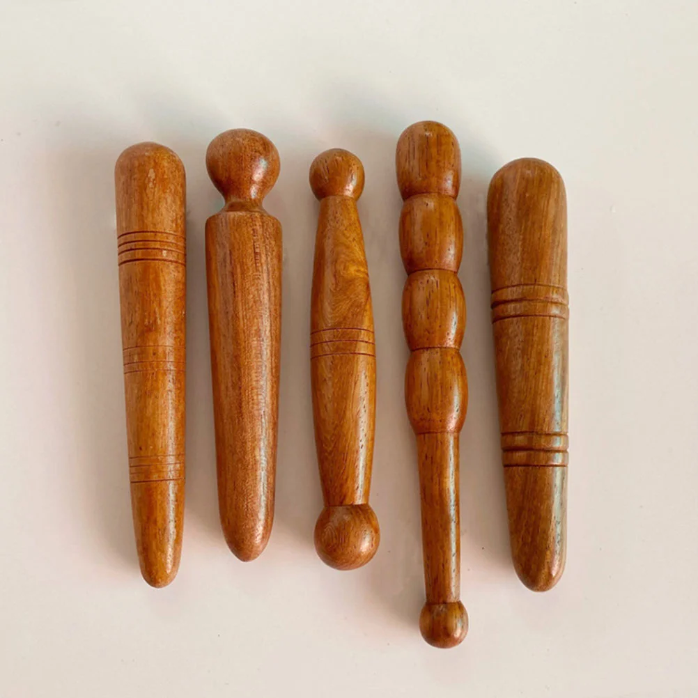 3 Pcs Tiger Tail Muscle Roller Foot Massage Stick Wooden Tool Round Head Tools Face