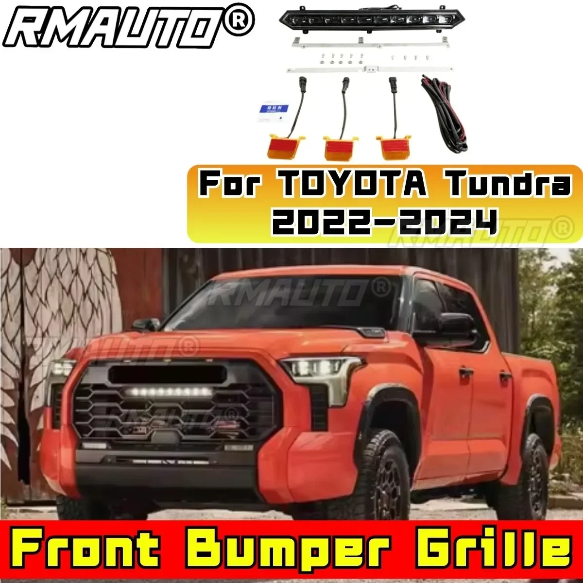 Car Bumper Grill Light Bar Front Bumper Grille Light Bar Body Kit Front Grill Lights For TOYOTA Tundra 2022-2024 Exterior Part