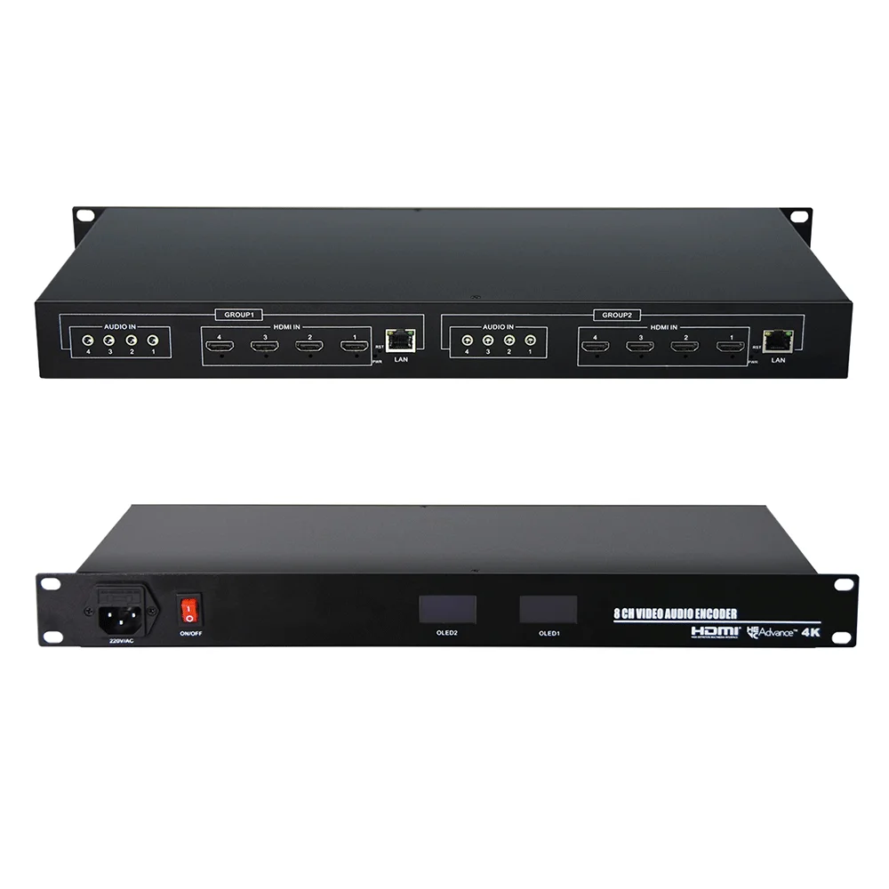 

1U Rackmount 8 Channels Encoder IPTV 4K 1080P H.265 H.264 SRT Encoder 8 Channels HDMI