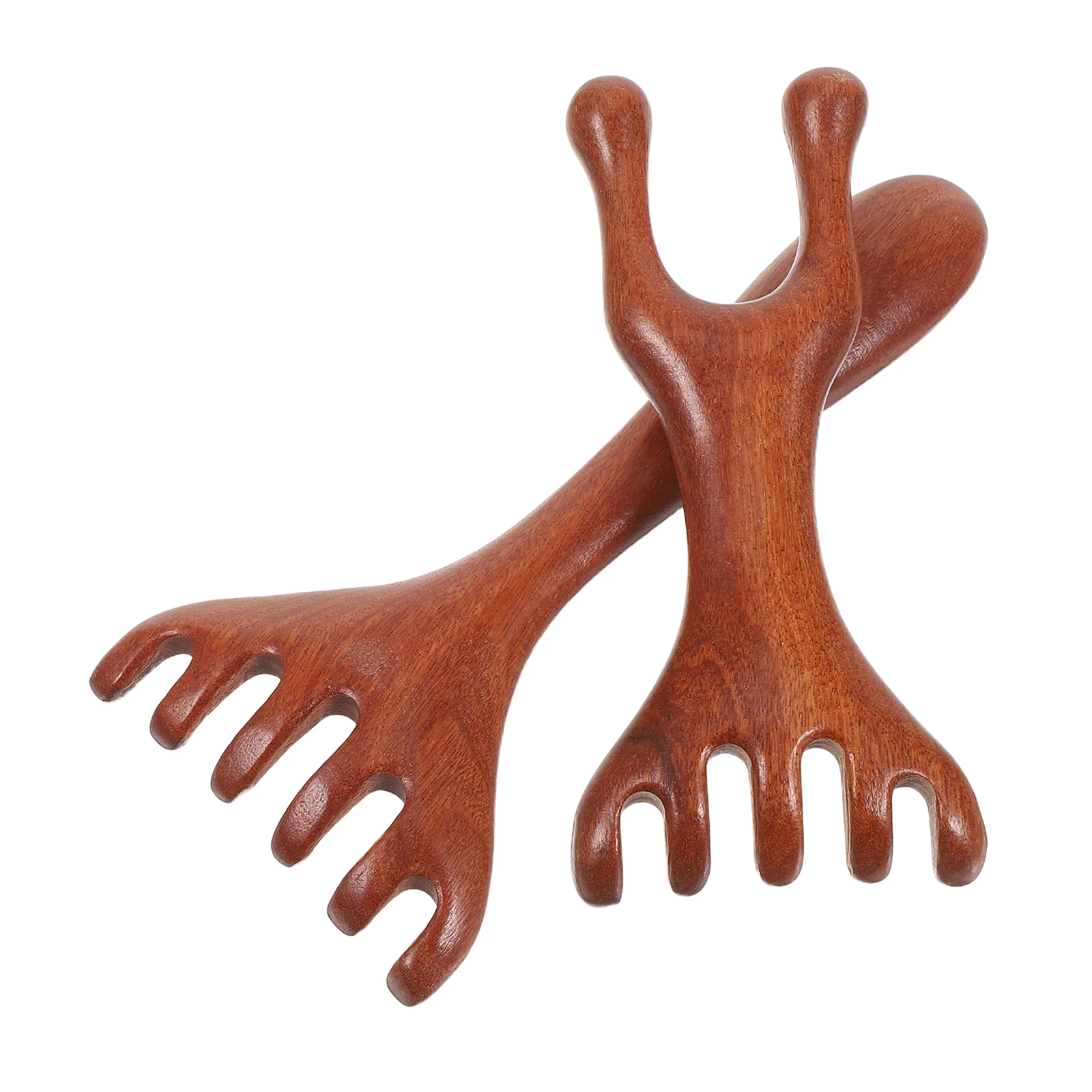 2 szt. Naturalny drewniany masażer do skóry głowy, ręczny grzebień do masażu pięcioma palcami, narzędzie do masażu twarzy i szyi, terapia Gua Sha, szerokie zęby do meridianów