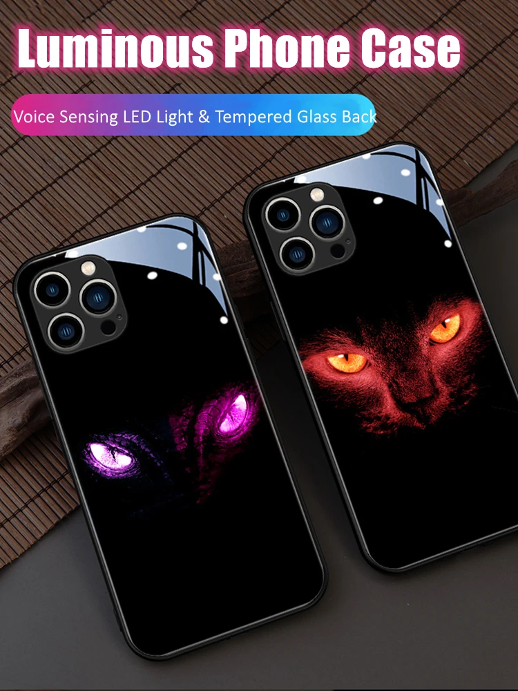 

Horrible Eyes LED Light Glowing Luminous Phone Case Boyfriend Gift for Samsung S24 S22 S23 Note 10 20 A14 A54 A73 Plus Ultra