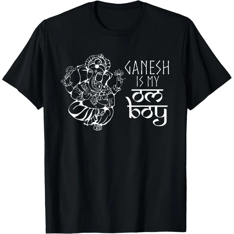 

0413 Elephant Om Yoga Ganesha Indian God Ganesh Gift T-Shirt 100% cotton print Tee Short Sleeve Graphic clothes All size tops