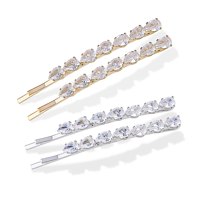 HAHA&TOTO New 2 Pieces Sets Gold Plating Hair Pins for Girls Inlaid Zircons Exquisite Cute Hair Clips Bobby Pin Hair Accessory