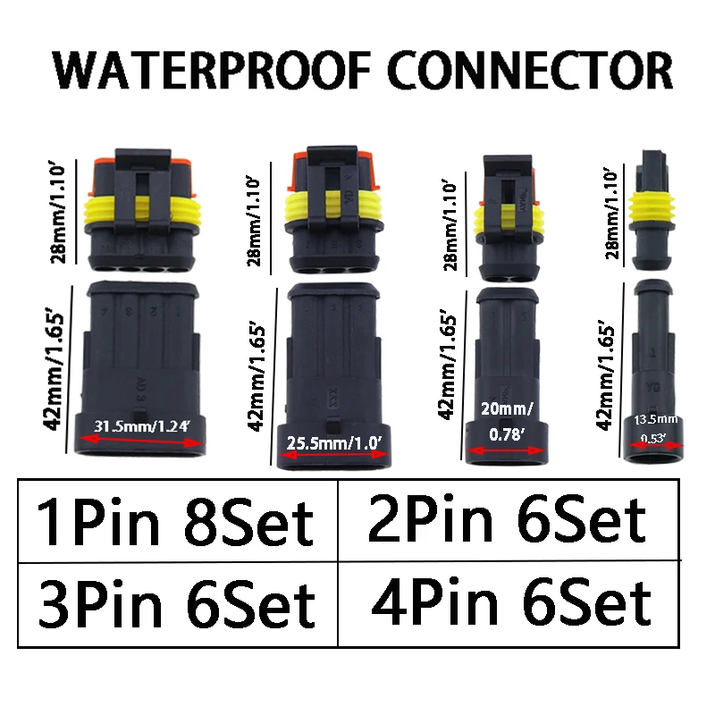 352pcs HID Waterproof Connectors 1/2/3/4 Pin 26 Sets Car Electrical Wire Connector Plug Truck Harness 300V 12A Fast Delivery