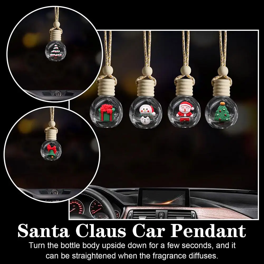 10ML Santa Claus Car Perfume Pendant Aromatherapy Christmas Bottle Glass Bottle Gift Empty Perfume Diffuser Ornaments Refil P7E2