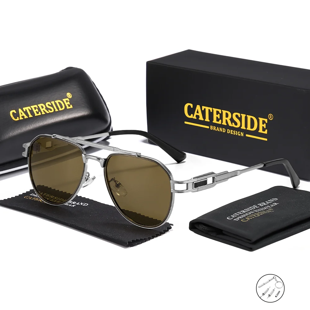 CATERSIDE Damen Optische Sonnenbrille Polarisierte Brillen Herren Private Anpassung Quadratische Linse Retro Suneyeglass UV400 – Detail 10