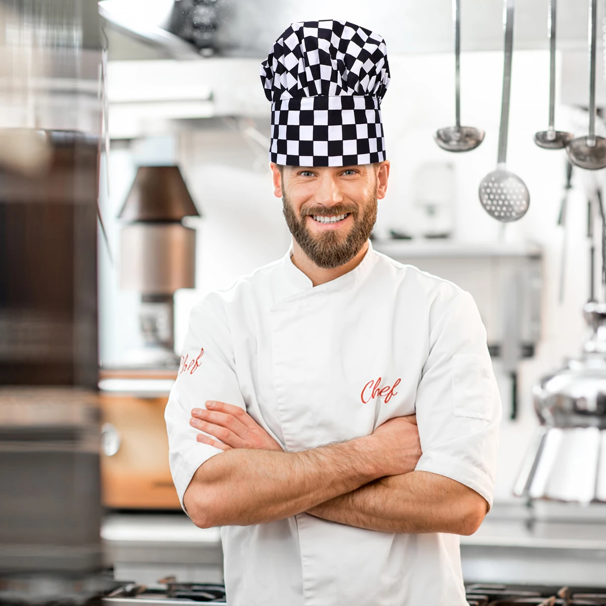 

1pc Chef Working For Restaurant Classic Mushroom Hat Cotton Polyester Thickened Turn-Up Edge Kitchen Cook Uniform Hat