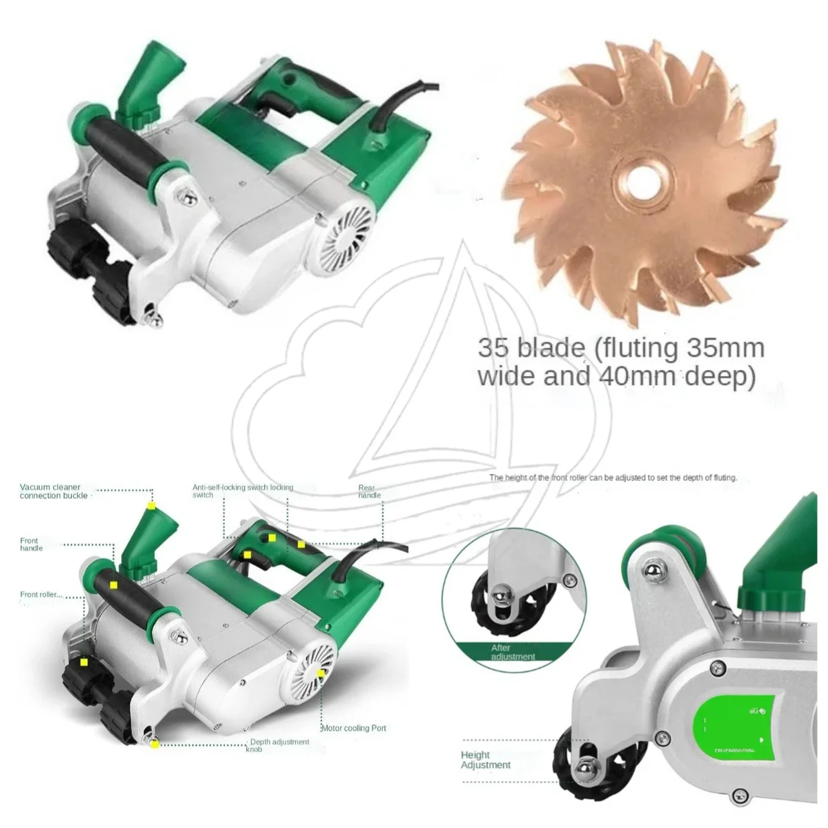 1100W Electric Wall Chaser Concrete Groove Cutter 35MM Cutting Depth Brand New Wall Slotting Machine