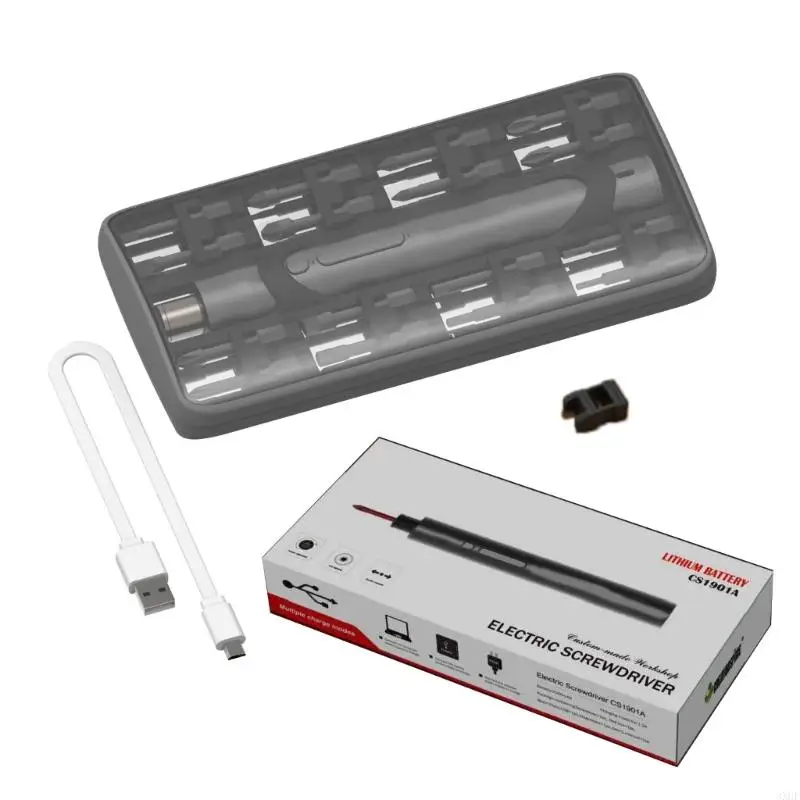 

Cordless Torque Adjustable Electric Screwdriver with Bit USB Recharegable LED Lighted Portable Repair Tool