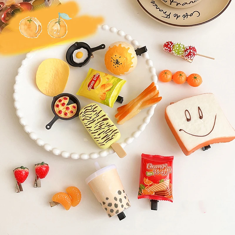 Cute Hairpins Simulation Food Hair Clip Hair Accessories Potato Chip Ice Cream Side Clip Girls Funny Drink Bottles Headwear