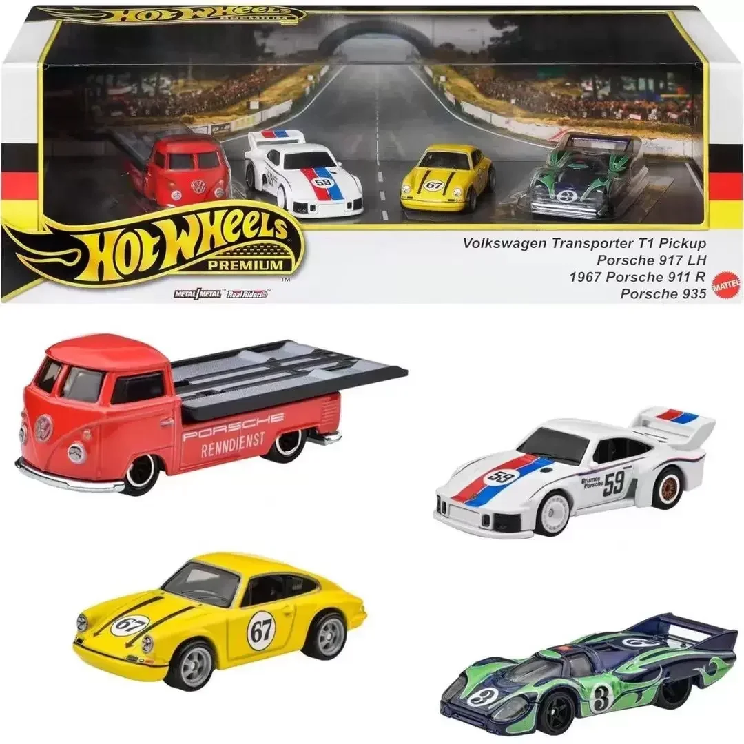 Original Hot Wheels Premium Car Volkswagen Transporter T1 Pickup 1/64 Diecast Boys Toys Porsche 911 917 935 Garage Vehicle Gift