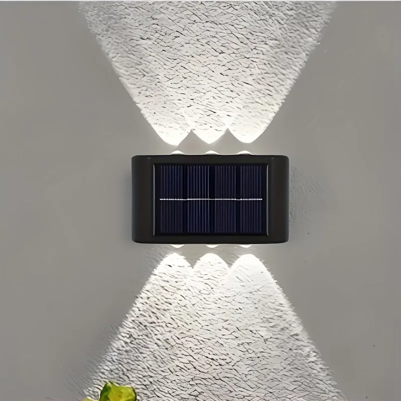 Solar Up Down Double Headed High Brightness Wall Light Outdoor Waterproof Garden Fence Door Sign Decorative Wall Washer Lighting