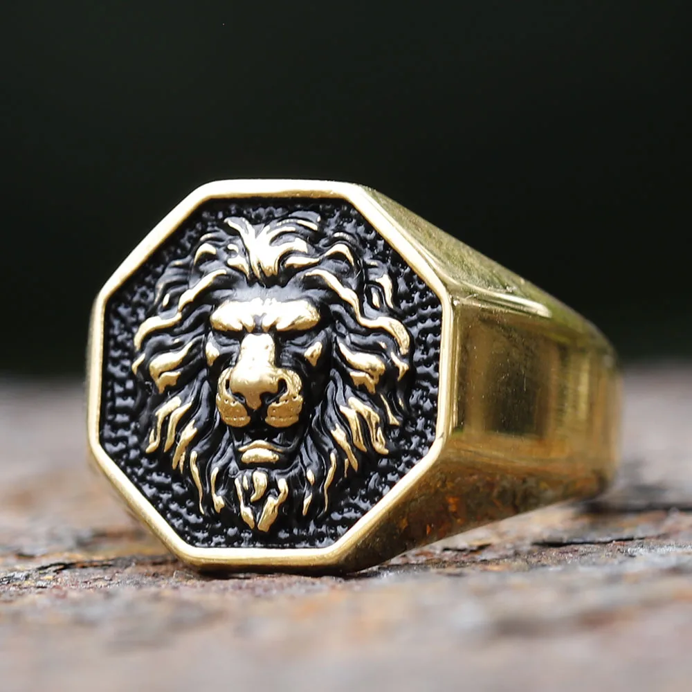 2024 Detailed Stainless Steel 3D Lion Head Rings For Men Women Punk Trendy Domineering Vintage Animal Jewelry Gift