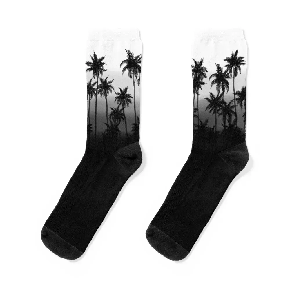 Black and White Palm Tree Socks Non-slip hiking hockey Luxury Woman Socks Men's