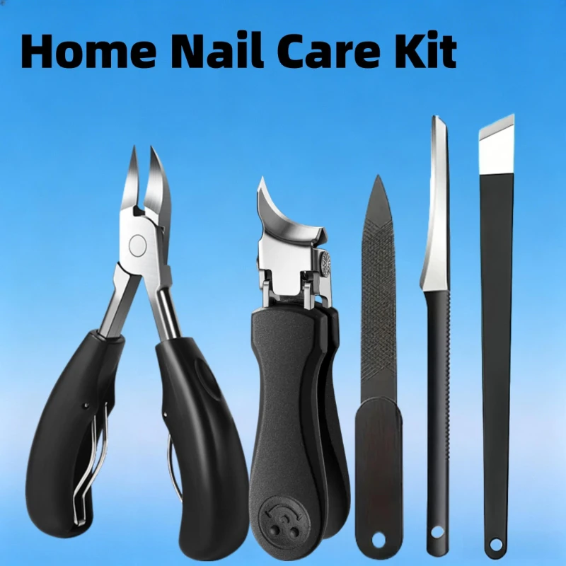 1/5 Pcs Set Stainless Steel Pedicure Manicure Tools Set Heavy‑Duty Ingrown Toenail Clippers Thick Nail Trimmer Nail File