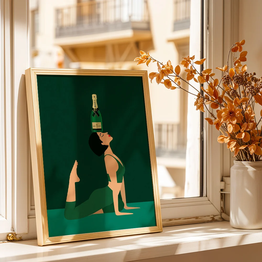 Abstract Yoga Woman Canvas Poster Wall Art,2D Print Wall Decor,Modern Aesthetic Home Decor Gift For Living Room Bedroom