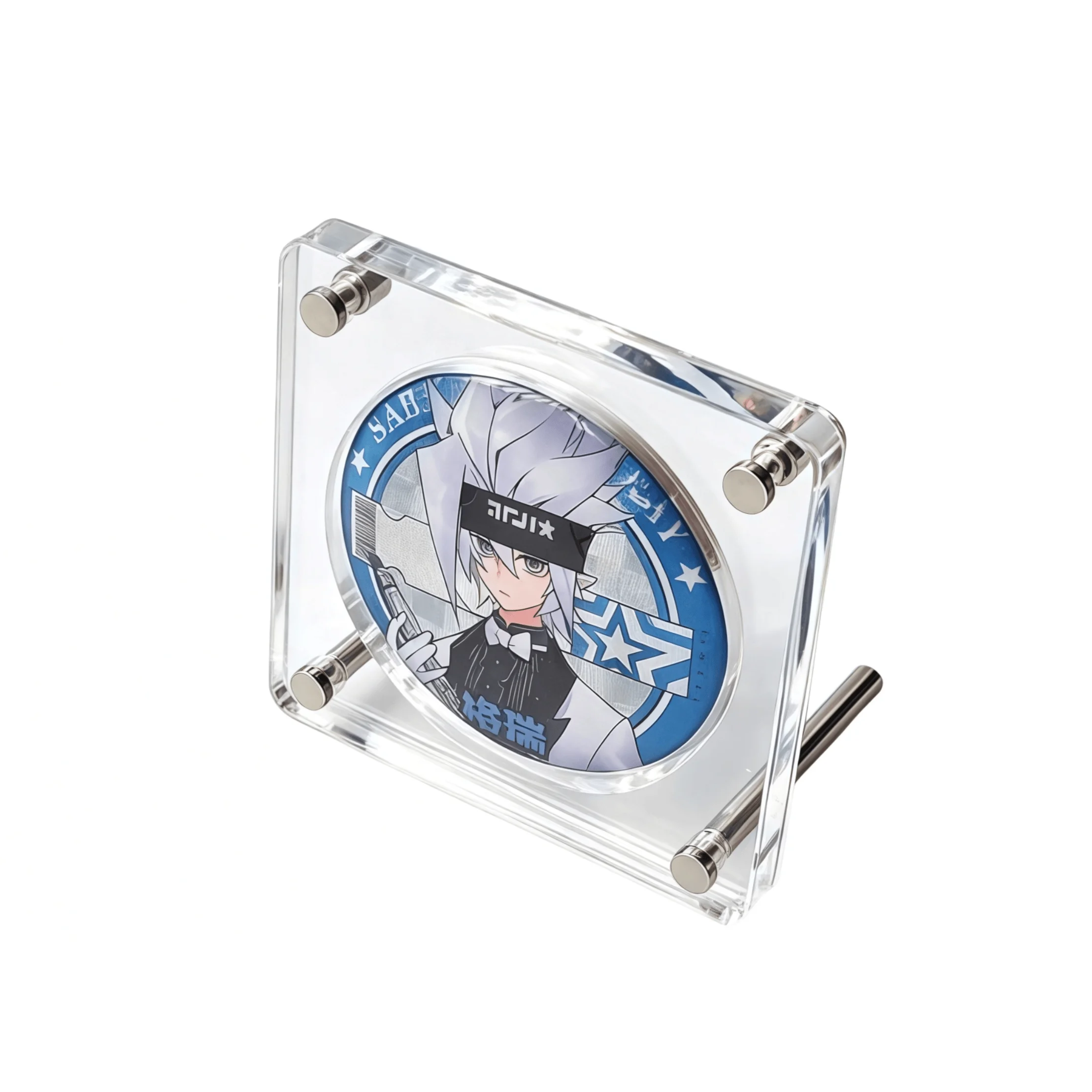 1-slot 75mm Clear Acrylic Anime Badge Display Stand Dustproof Pin Showcase Holder, Transparent Brooch Storage Box for Anime Pins