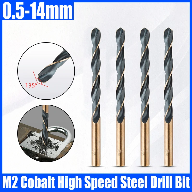 M2 Cobalt HSS Twist Drill Bit Straight Shank Drill Bit Hole Cutter Power Tools For Metal Stainless Steel Drilling Metalworking