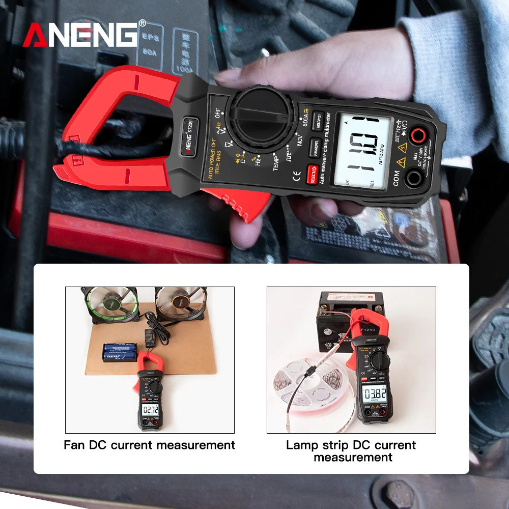 ANENG ST209 Digitalmultimeter, Zangenmessgerät, 6000 Zählungen, True RMS Amp, DC/AC-Stromzangentester, Messgeräte, Voltmeter, 400 V, automatische Reichweite