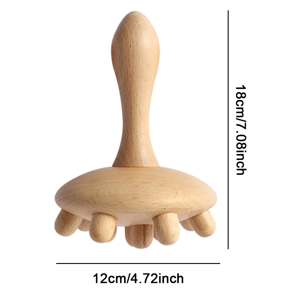 Natural Wooden Mushroom Massager Wood Gua Sha Therapy Massage Tools for Maderotherapy, Anti-Cellulite, Body Muscle Release