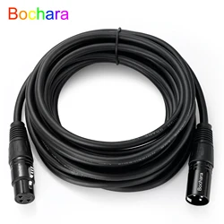 Bochara kabel XLR męskiej do żeńskiej M/F OFC folia na kabel Audio + ekranowana na mikser do mikrofonu 1m 1.8m 3m 5m 10m 15m 20m