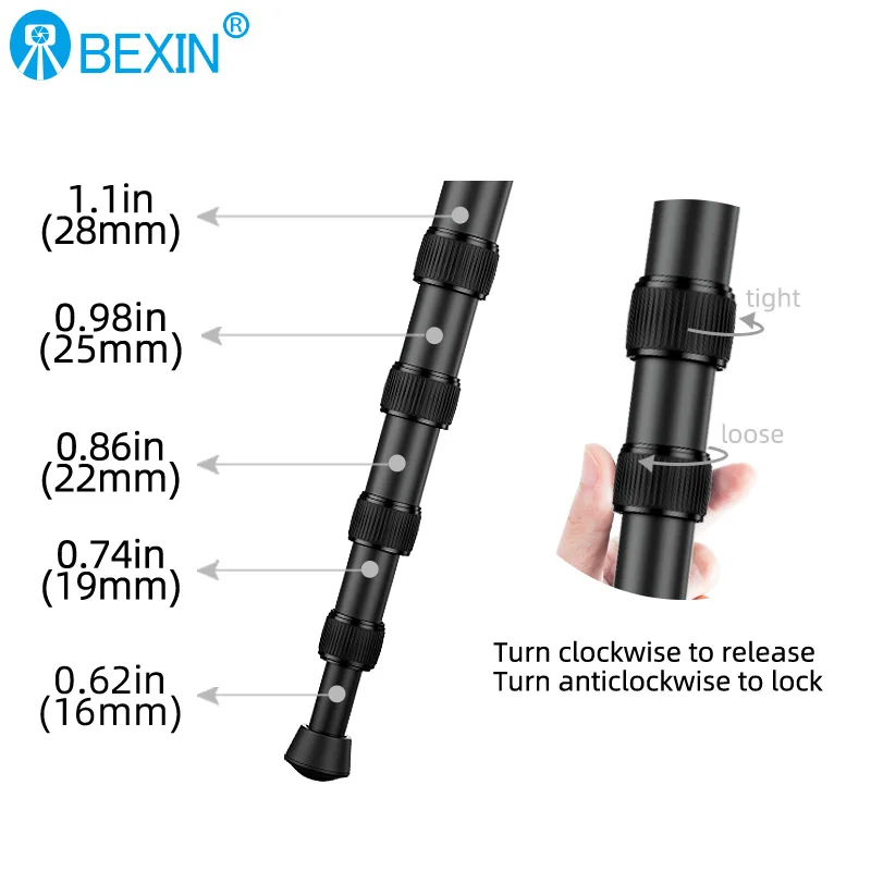 BEXIN P285A Professional Aluminum alloy Portable Travel Monopod Bracket Can Stand withTripod Ballhead for Digital DSLR Camera