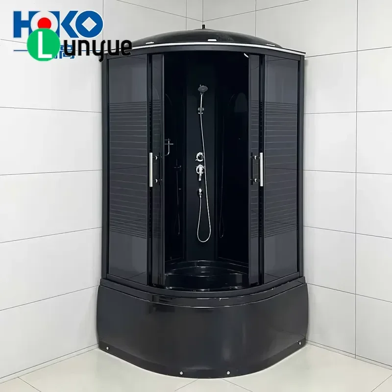 Modern Black Acrylic Sliding Tray with Matte Black Frame for Bathroom Steam Room Hotel Indoor Use Durable Waterproof Storage