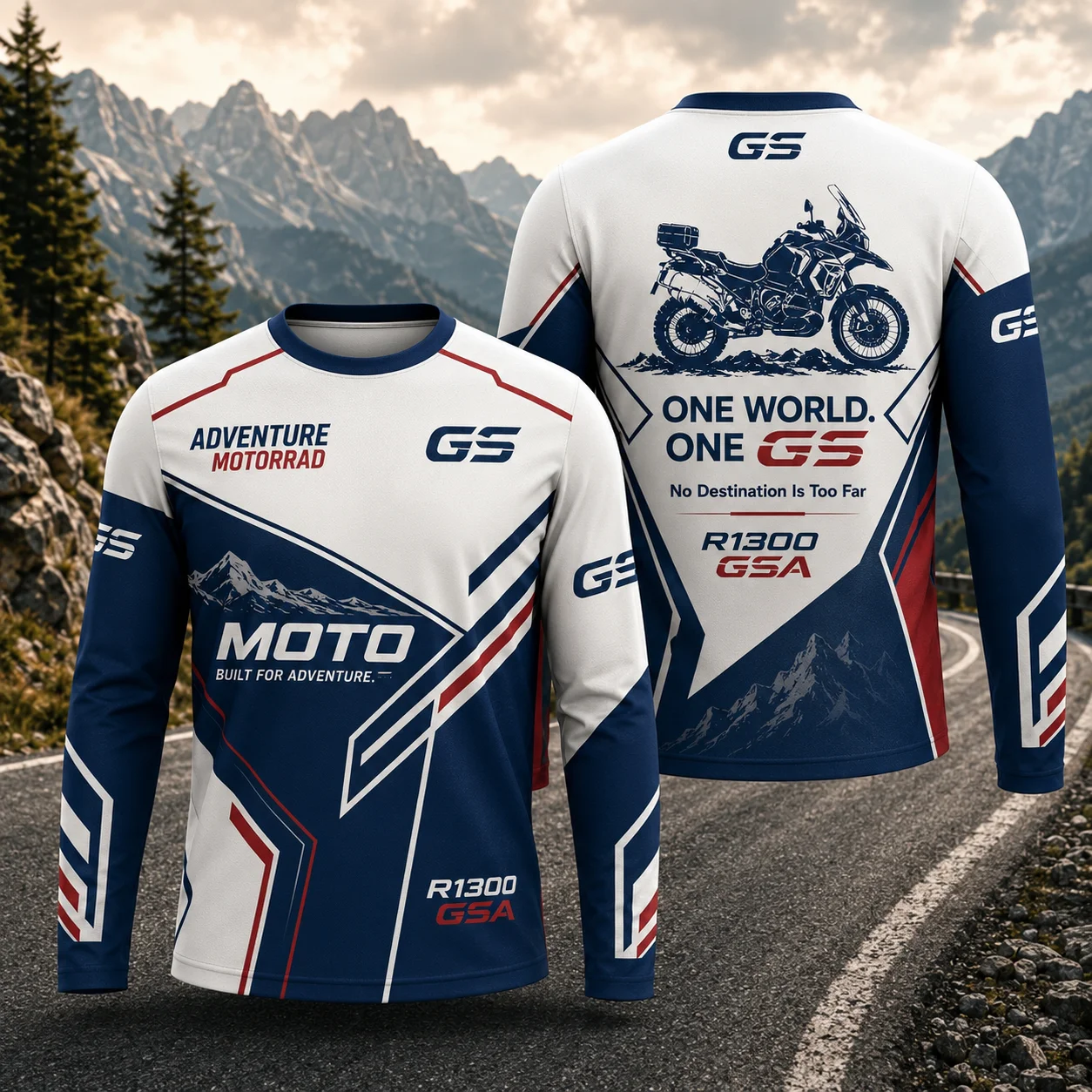 GS Adventure Motorrad Long Sleeve T‑Shirt Men Women Kids Motorcycle Adventure Mountain Graphic Tee Casual Moto Biker Riding Tops