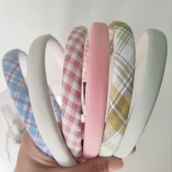 2pc European and American Retro Solid Plaid Headband Hair Bands Hairband Hoop for Women Girls Holiday Korean Hair Accessories