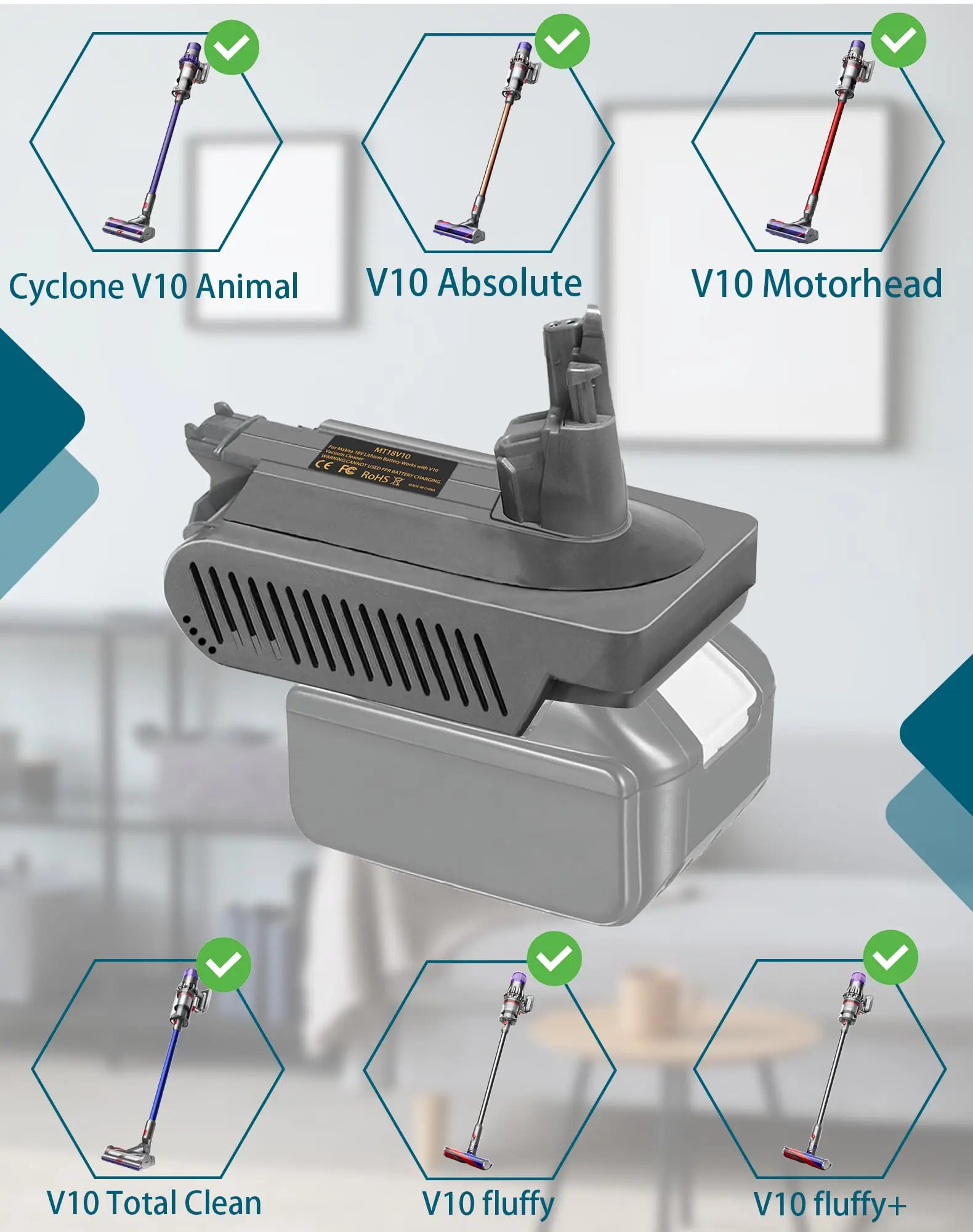 Adaptador de bateria mt18v10 para dyson v10 para makita 18v bateria de lítio convertendo para aspirador de pó ciclônico animal dyson v10