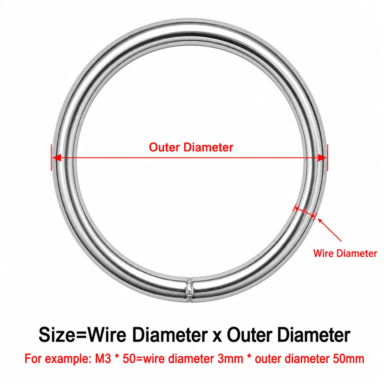 SUS304 Welded Stainless Steel O Rings M3-M12 OD 15-300mm Solid Round Metal Rings for Bags Straps Chains Belts Buckles Hardware