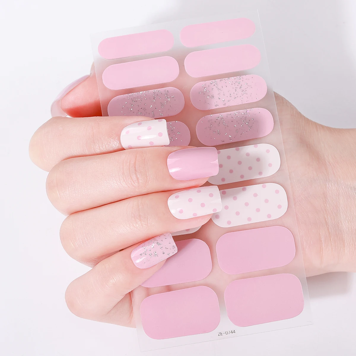 

16Tips Summer Nail Polish Strips Colorful Check Polka Dot Full Cover Nail Stickers Long-Lasting Nail Wraps Manicure Decoration