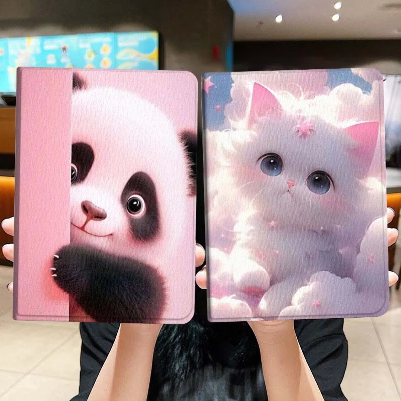 

Cute White Cat Clouds Gift For iPad Pro Air Mini 2 3 4 5 6 7 6th 7th 10th 11th 10.2 9.7 10.5 11 Foldable Tablet Case