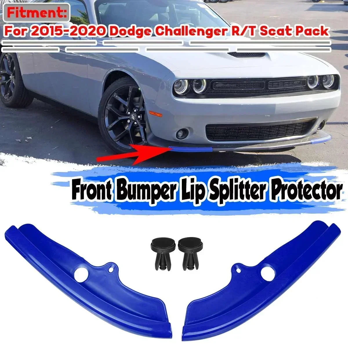 

1 Pair Front Bumper Splitter Protector Lip Spoiler Diffuser Guard Cover For Dodge Challenger R/T Scat Pack 2015-2020