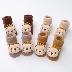 New Cute Cartoon Bear Baby Socks For Boys Girls Winter Soft Cotton Anti Slip Solid Newborn Toddler Sock Kids Thicken Socken