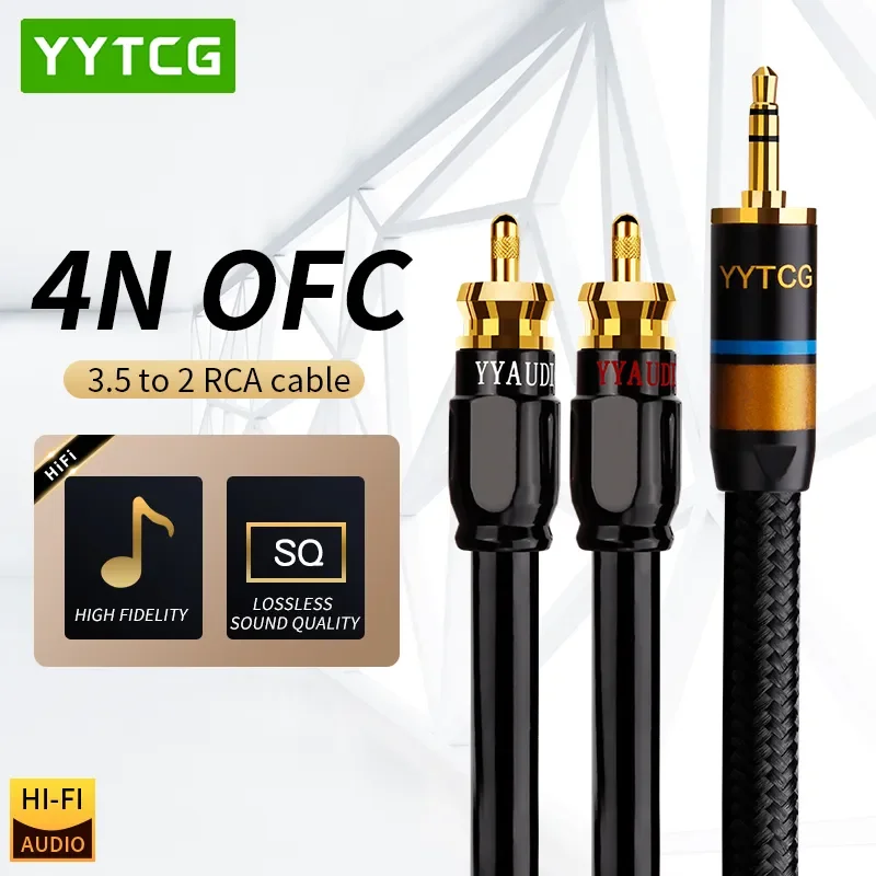 YYTCG HiFi Stereo 3.5mm do 2RCA Kabel audio RCA Kabel AUX RCA Jack 3.5 Y Rozgałęźnik do wzmacniaczy Audio Kabel do kina domowego RCA